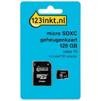 123inkt Micro SDXC geheugenkaart class 10 inclusief adapter - 128GB
