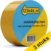 123inkt Aanbieding: 3x dubbelzijdig tape met schutlaag 50 mm x 25 m