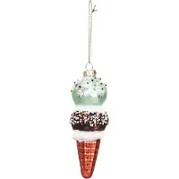 House Vitamin Xmas hanger ice cream glass -blue/brown 5x14cm
