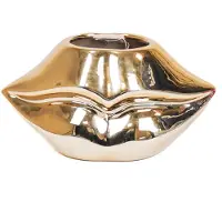 House Vitamin Pot lip ceramic gold 21x19x11cm