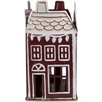 Clayre & Eef Waxinelichthouder Huis 12x12x22 cm Rood Metaal