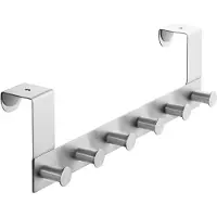 Sotech Deurkapstok LINEA II (mat geborsteld roestvrij staal, 380 x 110 mm, met 6 haken) Kapstok voor 40 mm deuren zonder sponning - elegante organisatie voor uw huis!