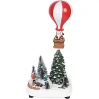 Clayre & Eef Kerstdecoratie met LED-verlichting en muziek Kerstboom 17x13x15/18 cm / 3xAA Groen Kunststof