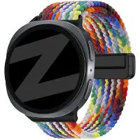 Bandz Magnetisch gevlochten nylon bandje geschikt voor Samsung Galaxy Watch 9 (40/44mm) / Watch 8 (40/44mm) / 8 Classic (46mm) – vrolijke en comfortabele gevlochten nylon strap (Kleurrijk)