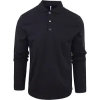 Profuomo Poloshirt lange mouw donkerblauw, Effen