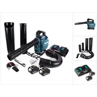 Makita DUB 363 PG2V accu blazer / bladzuiger 36 V ( 2x 18 V ) borstelloos + zuigset + 2x accu 6.0 Ah + dubbele lader
