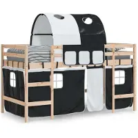 vidaXL Kinderhoogslaper met tunnel 80x200 cm grenenhout wit en zwart