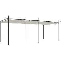 vidaXL Pergola met uitschuifbaar dak 589x292x230 crèmekleurig