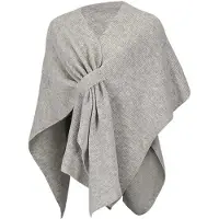 Sarlini Poncho - Sjaal met lus- Omslagdoek - Cape - Stola - Gebreid- One Size- Licht grijs melange