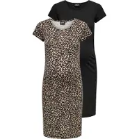 ONLY Maternity Jurk 'OLMLovely' beige / camel / ecru / zwart