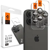 Spigen Optik Pro EZ Fit Lens Protector 2-pack voor de Apple iPhone 16 Pro (Max) / 15 Pro (Max) / 14 Pro (Max) - Desert Titanium
