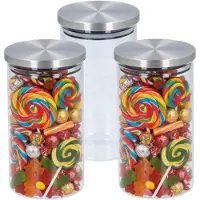 Alpina Kitchen & Home Alpina keuken en voedsel voorraadpot - Set van 3x stuks - snoeppot - glas - 950 ml - 10 x 18 cm - met deksel