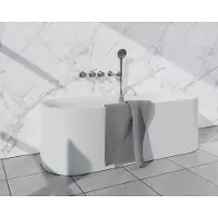 FortiFura Nebbio Badcombinatie-set - thermostaatkraan - wandaansluitbocht met handdouchehouder - metalen doucheslang - ronde handdouche - uitloop - geborsteld RVS
