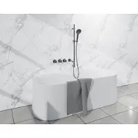 FortiFura Nebbio Badcombinatie-set - thermostaatkraan - glijstang - geïntegreerde wandaansluitbocht - gladde doucheslang - ronde handdouche - uitloop - gunmetal