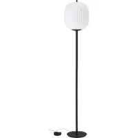 FABAS LUCE Domizia staande lamp, gemaakt van metaal en mondgeblazen glas, zwart, E27 fitting, 40W, elegant design met geïntegreerde dimmer