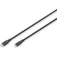 Digitus AK-600110-010-S USB-kabel USB 2.0 Apple Lightning stekker, USB-C stekker 1.00 m Zwart Flexibel, Zeer flexibel, Met USB, Silicone, Uitstekende