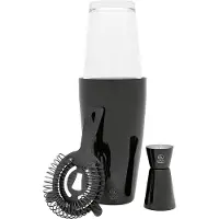 Leopold Vienna - Cocktail set Boston RVS zwart (cocktail shaker, pipet, strainer) moederdag giftset