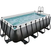 Exit Black Leather zwembad 400x200x122cm met filterpomp - zwart