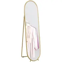 HOMCOM - Staande spiegel - roestvrij frame - oval - anti-splinterfolie