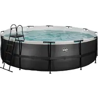 Exit Black Leather zwembad ø488x122cm met filterpomp - zwart