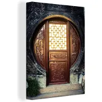 MuchoWow Traditionele Chinese deur Canvas 120x160 cm - Foto print op Canvas schilderij (Wanddecoratie woonkamer / slaapkamer) XXL / Groot formaat!