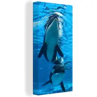 MuchoWow Twee orkas onder water Canvas 40x80 cm - Foto print op Canvas schilderij (Wanddecoratie woonkamer / slaapkamer) / Wilde dieren Canvas Schilderijen