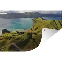 MuchoWow Luchtfoto Marlborough Sounds Tuinposter 180x120 cm - Tuindoek / Buitencanvas / Schilderijen voor buiten (tuin decoratie) / Zee en Strand XXL / Groot formaat!