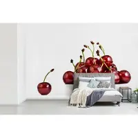 MuchoWow Fotobehang vinyl - Schaal van schijnende kersen breedte 450 cm x hoogte 300 cm - Foto print op behang (in 7 formaten beschikbaar)