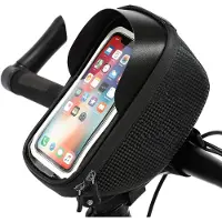 Phreeze GSM Houder Fiets - Met Opbergvak - Stuurbevestiging - Waterdicht - 360 Graden Draaibaar - Anti-Schok - Universeel - Zwart