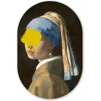 MuchoWow Muurovaal 60x90 cm - Ovale wanddecoratie Meisje met de parel - Johannes Vermeer - Verf - Ovalen schilderij - Muurdecoratie woonkamer - Kamer decoratie - Schilderijen - Wandcirkel