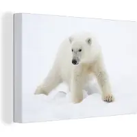 MuchoWow Ijsbeer in de sneeuw Canvas 180x120 cm - Foto print op Canvas schilderij (Wanddecoratie woonkamer / slaapkamer) / Wilde dieren Canvas Schilderijen XXL / Groot formaat!