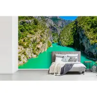MuchoWow Behang - Fotobehang Blauwe water in de Gorges du Verdon in Frankrijk - Breedte 420 cm x hoogte 280 cm