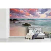 MuchoWow Fotobehang vinyl - Zonsondergang aan het strand in Tulum Mexico breedte 360 cm x hoogte 240 cm - Foto print op behang (in 7 formaten beschikbaar)