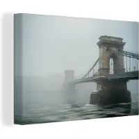 MuchoWow Canvas schilderij 180x120 cm - Wanddecoratie Kettingbrug Boedapest - Muurdecoratie woonkamer - Slaapkamer decoratie - Kamer accessoires - Schilderijen