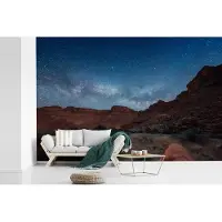 MuchoWow Fotobehang vinyl - Melkweg boven de Colorado rivier in Utah breedte 450 cm x hoogte 300 cm - Foto print op behang (in 7 formaten beschikbaar)