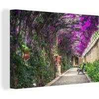 MuchoWow Tunnelvormige pergola Canvas 180x120 cm - Foto print op Canvas schilderij (Wanddecoratie woonkamer / slaapkamer) / Bloemen Canvas Schilderijen XXL / Groot formaat!