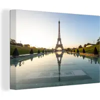 MuchoWow Eiffeltoren bij dag Parijs Canvas 30x20 cm - klein - Foto print op Canvas schilderij (Wanddecoratie woonkamer / slaapkamer)