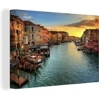 MuchoWow Canvas schilderij 180x120 cm - Wanddecoratie Venetië - Zonsondergang - Italië - Muurdecoratie woonkamer - Slaapkamer decoratie - Kamer accessoires - Schilderijen