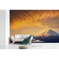 MuchoWow Behang - Fotobehang Zonsopgang bij de berg Fuji in Japan - Breedte 450 cm x hoogte 300 cm