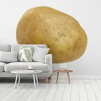 MuchoWow Fotobehang vinyl - Close-up van een geschilde aardappel breedte 375 cm x hoogte 280 cm - Foto print op behang (in 7 formaten beschikbaar) - slaapkamer/woonkamer/kantoor