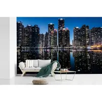 MuchoWow Behang - Fotobehang Skyline van Busan in Zuid-Korea - Breedte 360 cm x hoogte 240 cm