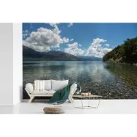 MuchoWow Behang - Fotobehang Meer - Steen - Boom - Breedte 330 cm x hoogte 220 cm