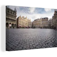 MuchoWow Grote Markt Brussel Canvas 180x120 cm - Foto print op Canvas schilderij (Wanddecoratie woonkamer / slaapkamer) XXL / Groot formaat!