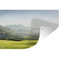 MuchoWow Heuvellandschap Nieuw-Zeeland Tuinposter 120x80 cm - Tuindoek / Buitencanvas / Schilderijen voor buiten (tuin decoratie) / Zee en Strand