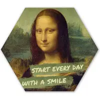 MuchoWow Hexagon wanddecoratie - Kunststof Wanddecoratie - Hexagon Schilderij - Mona Lisa - Quote - Da Vinci - 120x103 cm