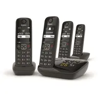 Gigaset AS690A Quattro, analoge/DECT telefoon, draadloze headset, 100 meter bereik, zwart