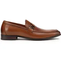 WITTCHEN Heren mocassins van echt leer met metalen logo, bruin