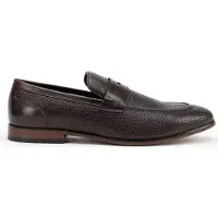 WITTCHEN Heren Leren Mocassins met Visgraatmotief, Donkerbruin, Natuurlijk Leer