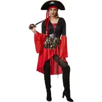 Dressforfun - Vrouwenkostuum piratenkoningin L - verkleedkleding kostuum halloween verkleden feestkleding carnavalskleding carnaval feestkledij partykleding - 301776