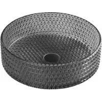 Sapho Maragua Gegraveerde opzetwastafel, glas, Ø 39,5cm, zwart